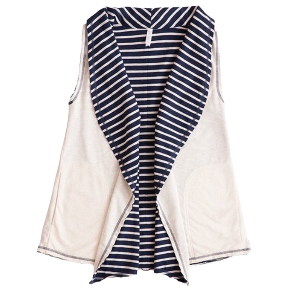 Matilda Jane Reversible Full Moon Vest Cream Navy Blue Stripe